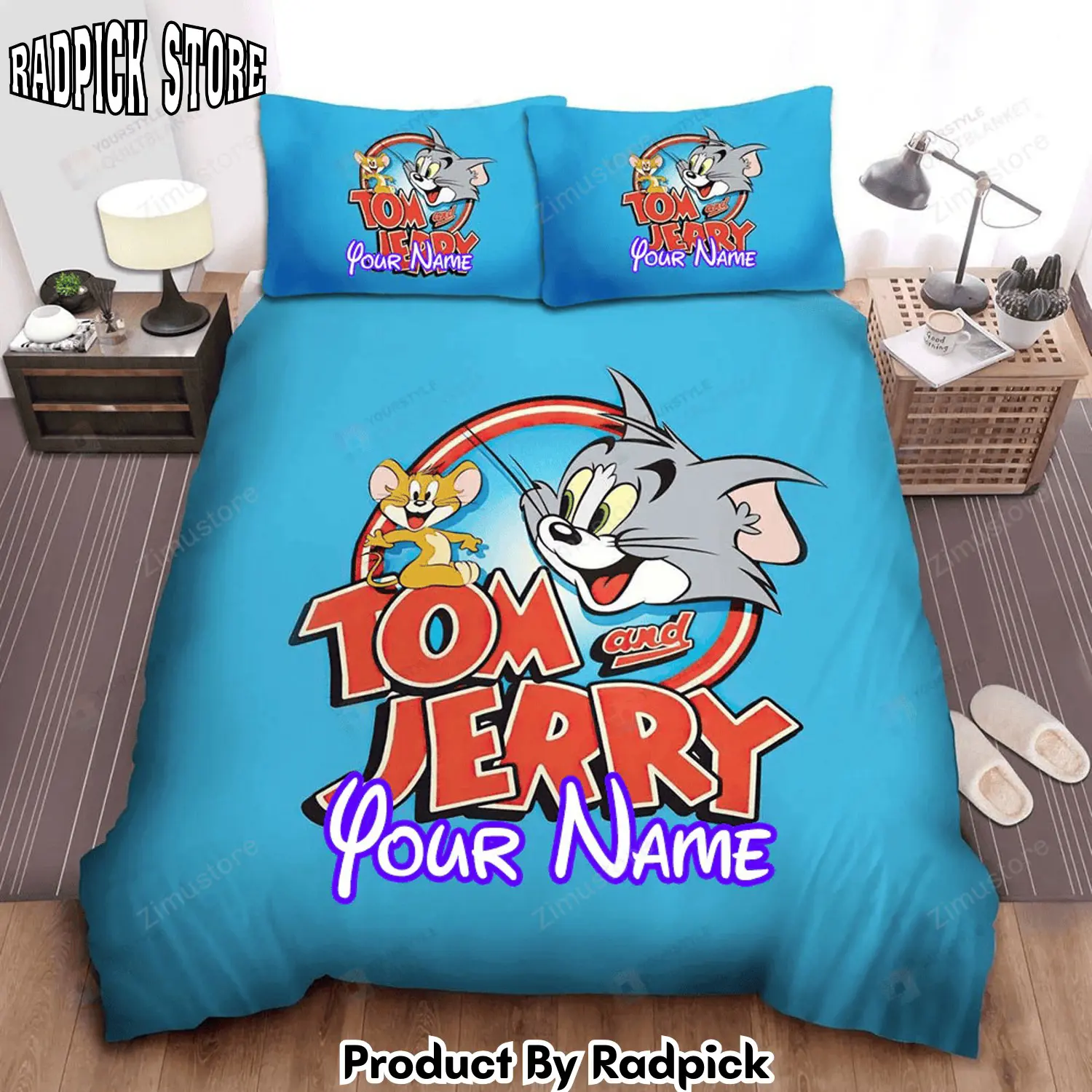 Radpick tom and jerry animated series logo bed sheets spread comforter duvet cover personalized name bedding sets rp327708